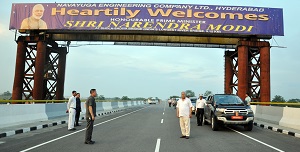 The Governor of Arunachal Pradesh Shri P.B. Acharya at the Bhupen Hazarika Setu, Dhola, Assam on 4th August 2017.